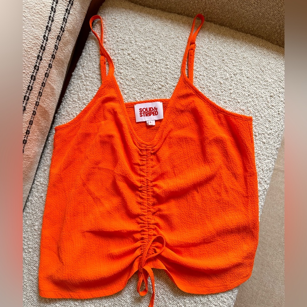 Solid & Striped orange ruched tank - size S